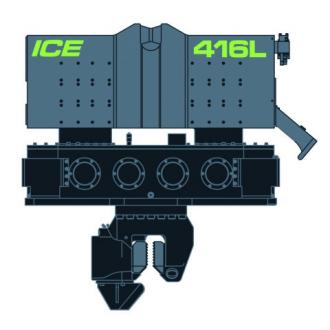 ICE 416L - Excentrický moment 23.0 kgm, max. odstředivá síla 645 kN, max. frekvence 1600 rpm, max. amplituda xx mm, celková hmotnost xx kg
